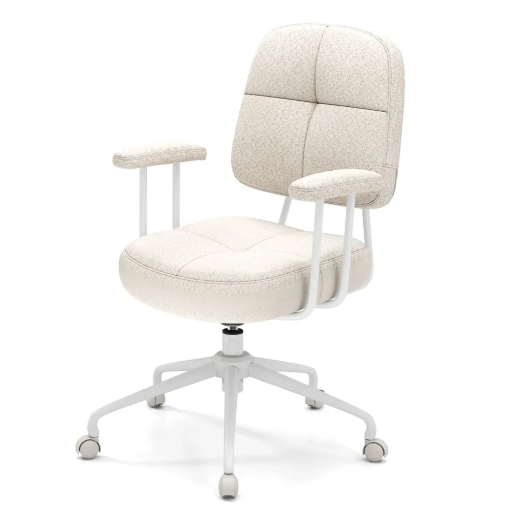 Chaise de bureau ergonomique 68 x 68 x 97-103 cm accoudoirs rembourrés pivotante et fonction rocking chamois 20_0011082 co...