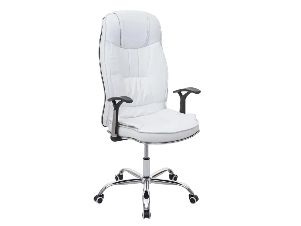 Chaise de bureau HWC-F14, chaise de bureau 150kg charge max. simlicuir ~ blanc pour poste de travail réglable