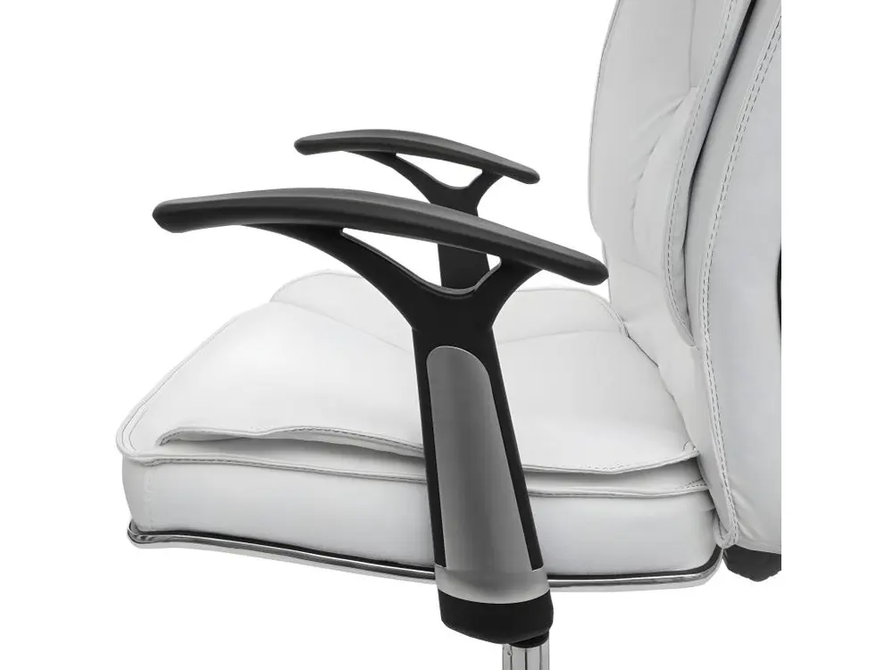 Chaise de bureau HWC-F14, chaise de bureau 150kg charge max. simlicuir ~ blanc pour poste de travail réglable