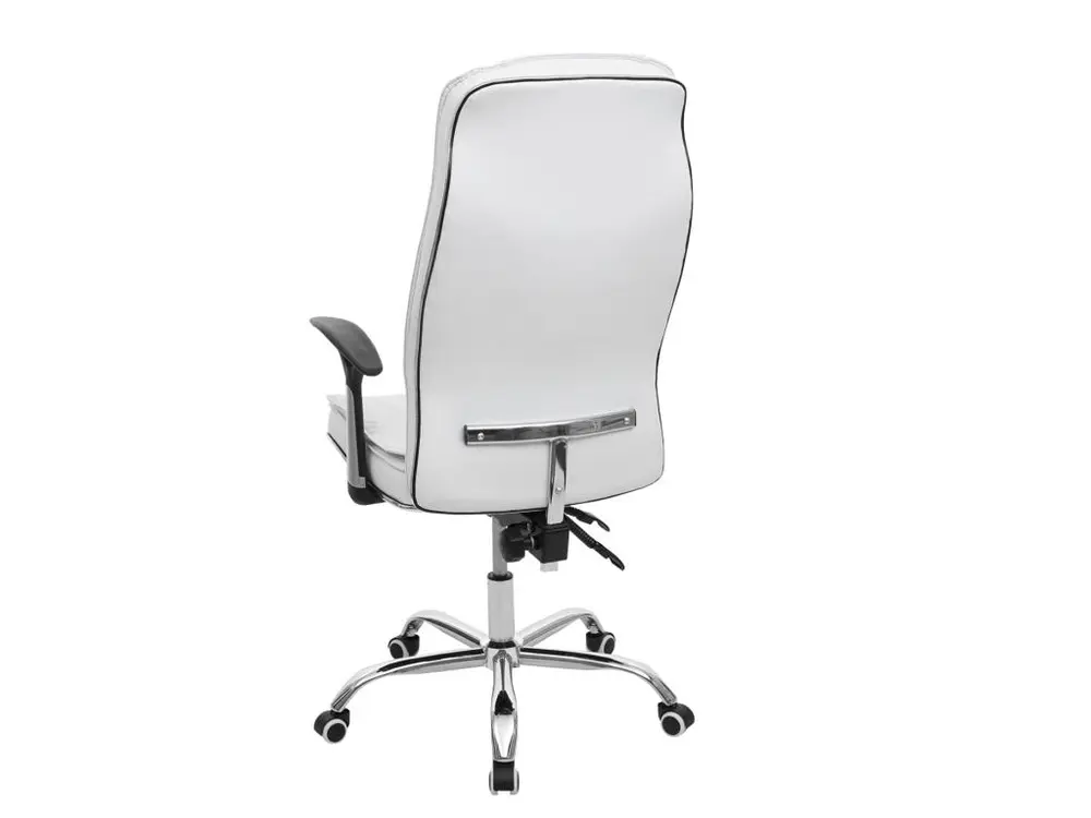 Chaise de bureau HWC-F14, chaise de bureau 150kg charge max. simlicuir ~ blanc pour poste de travail réglable