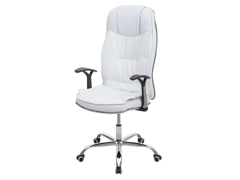 Chaise de bureau HWC-F14, chaise de bureau 150kg charge max. simlicuir ~ blanc pour poste de travail réglable