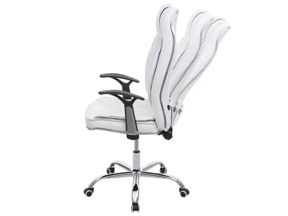 Chaise de bureau HWC-F14, chaise de bureau 150kg charge max. simlicuir ~ blanc pour poste de travail réglable