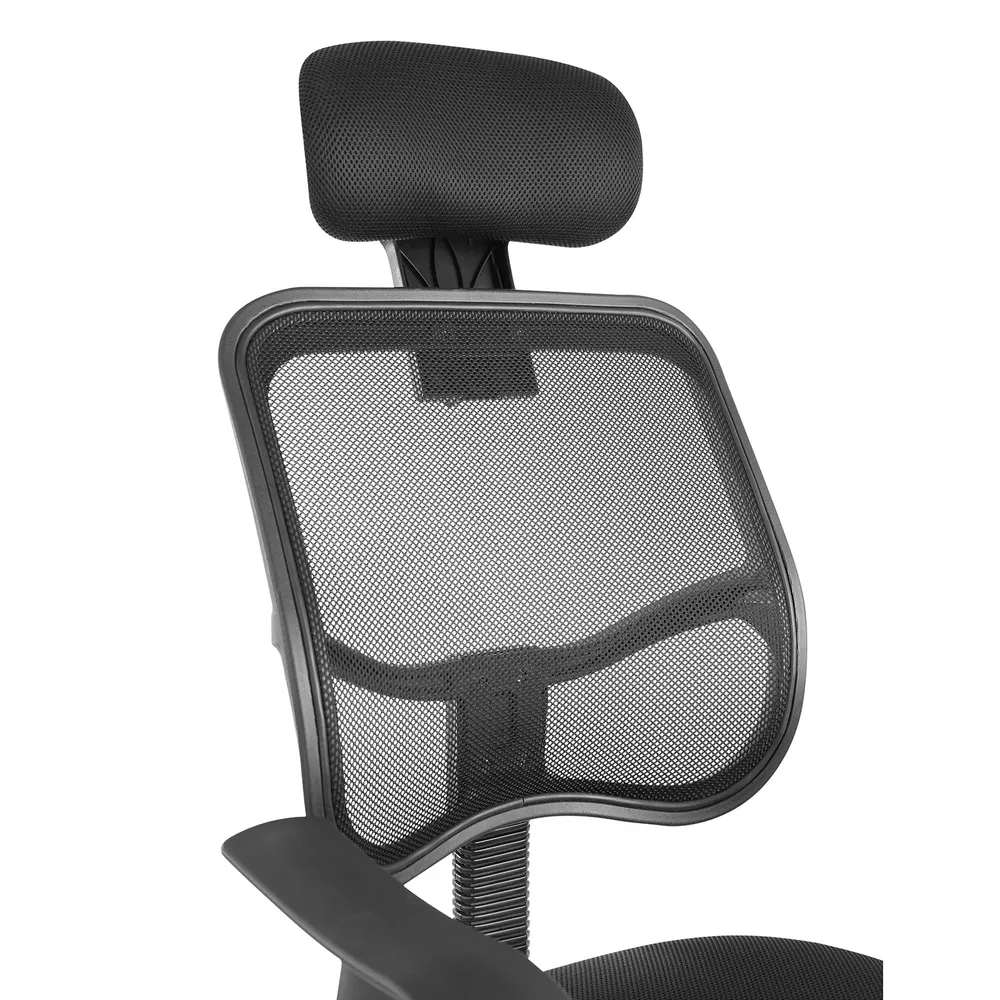 Chaise de bureau noir. Fauteuil de bureau pivotant avec appui-tête et hauteur d'assise réglables. Fabriqué en matériaux du...