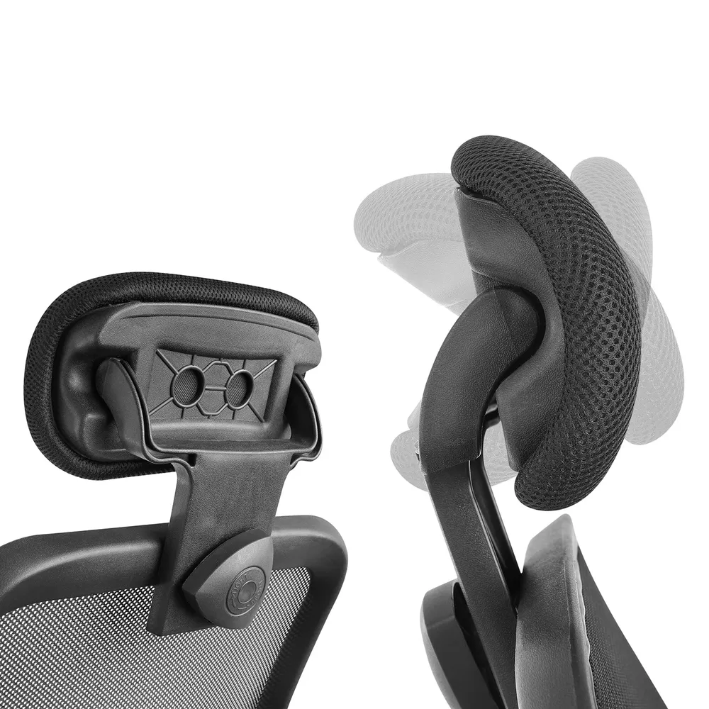 Chaise de bureau noir. Fauteuil de bureau pivotant avec appui-tête et hauteur d'assise réglables. Fabriqué en matériaux du...
