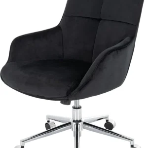Chaise de bureau pivotante avec accoudoirs réglable en hauteur velours noir BUR04102 | Facile à installer |