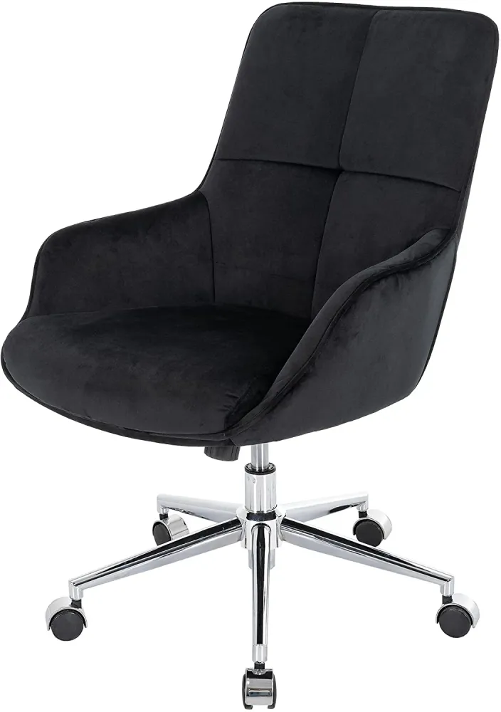 Chaise de bureau pivotante avec accoudoirs réglable en hauteur velours noir BUR04102 | Facile à installer |