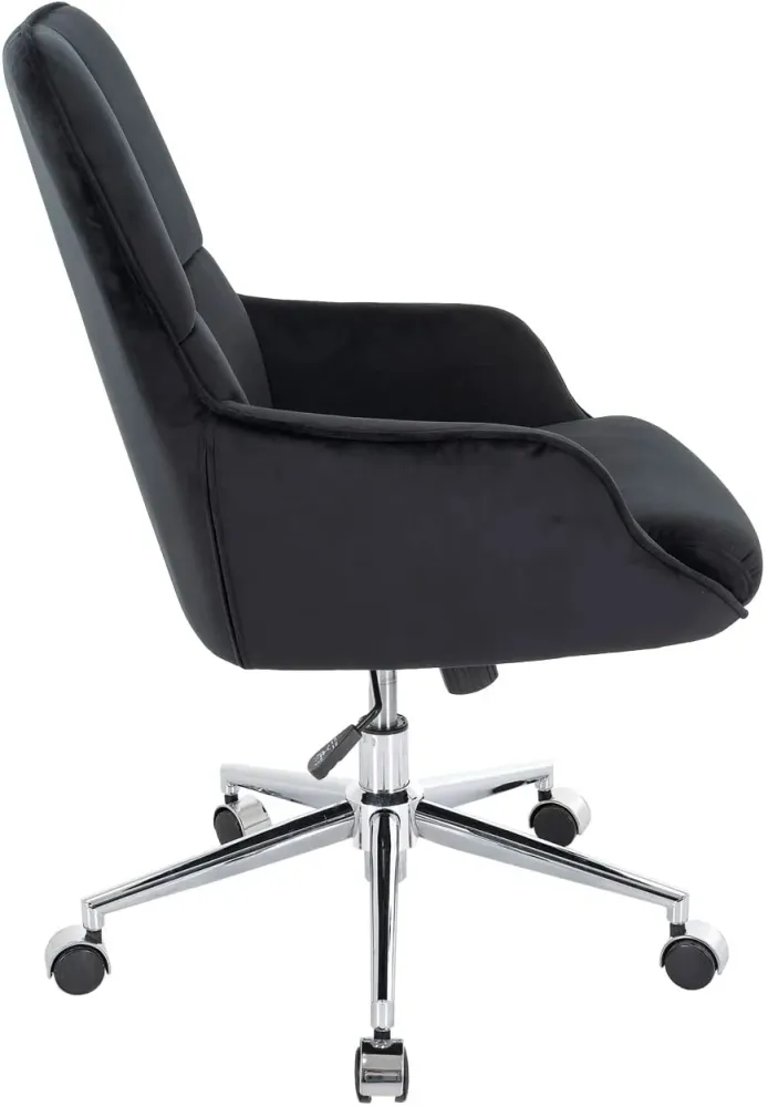 Chaise de bureau pivotante avec accoudoirs réglable en hauteur velours noir BUR04102 | Facile à installer |