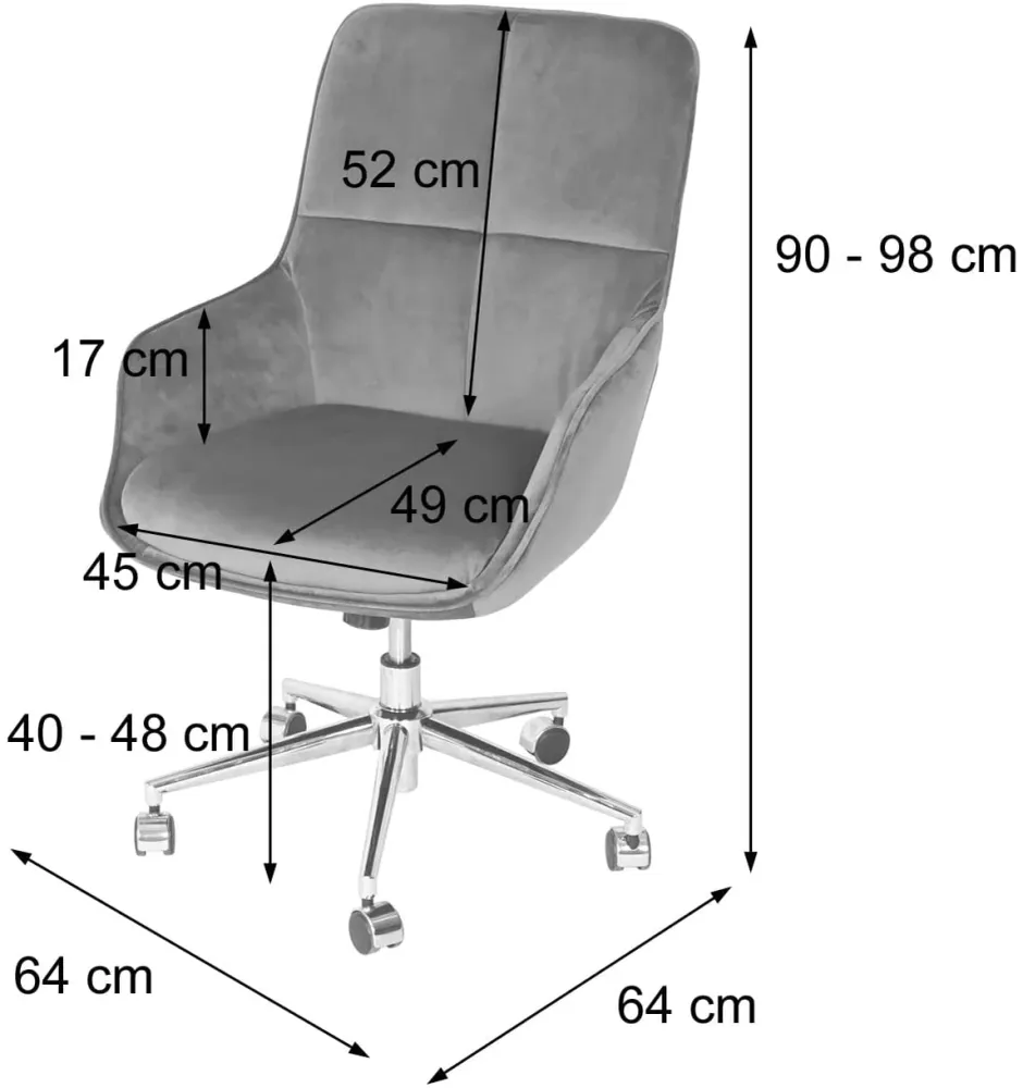 Chaise de bureau pivotante avec accoudoirs réglable en hauteur velours noir BUR04102 | Facile à installer |