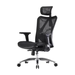 Chaise de bureau SIHOO-J87, housse noire, piétement noir en tissu respirant