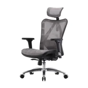 Chaise de bureau SIHOO-J87, revêtement gris, piétement noir avec revêtement anti-rayures