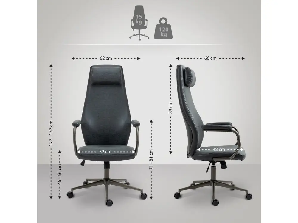 Chaise de bureau - Similicuir & Métal noir mat - Noir antique - Pocatello pour une organisation optimale