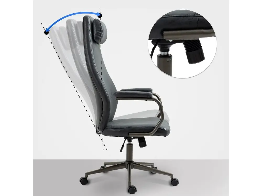 Chaise de bureau - Similicuir & Métal noir mat - Noir antique - Pocatello pour une organisation optimale