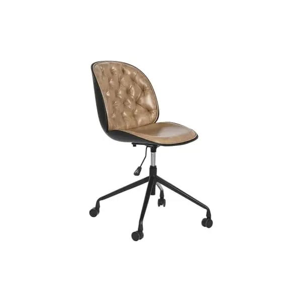 Chaise de Bureau Similicuir Ancien Marron Clair et Noir avec système de clipsage