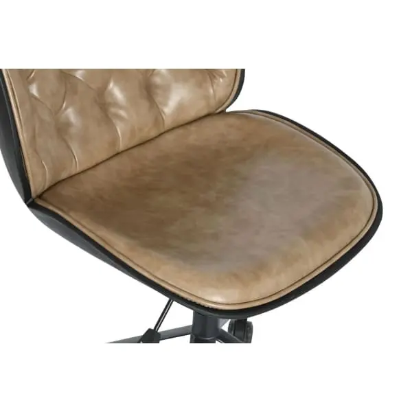 Chaise de Bureau Similicuir Ancien Marron Clair et Noir avec système de clipsage