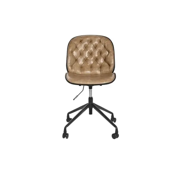 Chaise de Bureau Similicuir Ancien Marron Clair et Noir avec système de clipsage