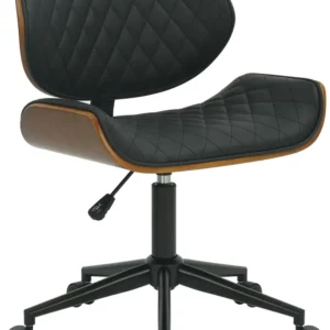 Chaise de bureau similicuir design et confortable revêtement en synthétique noir et bois cadre en métal noir BUR10680 pour...