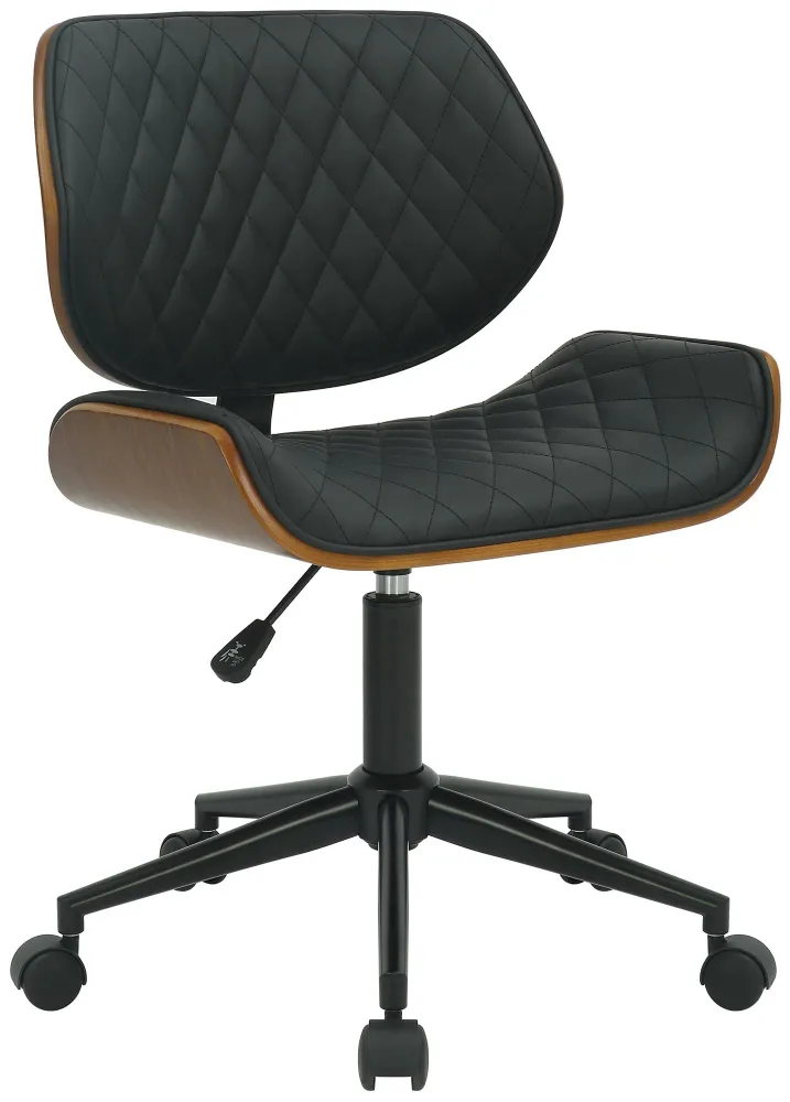 Chaise de bureau similicuir design et confortable revêtement en synthétique noir et bois cadre en métal noir BUR10680 pour...