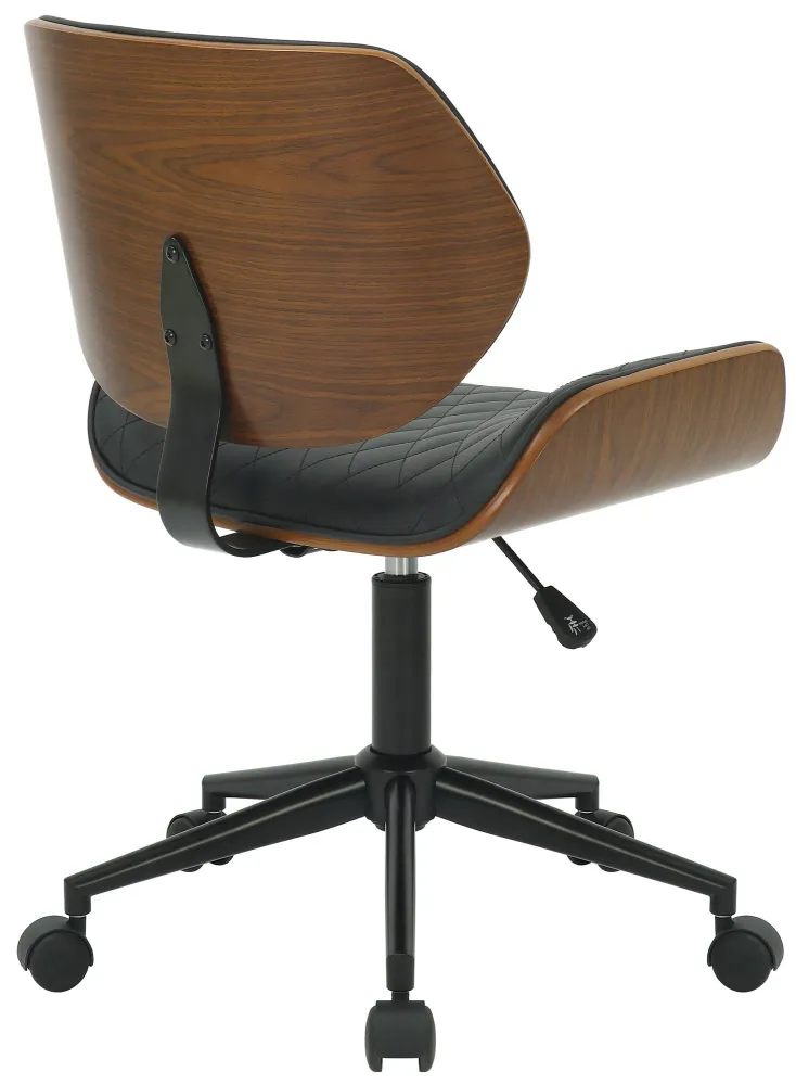 Chaise de bureau similicuir design et confortable revêtement en synthétique noir et bois cadre en métal noir BUR10680 pour...
