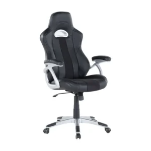 Chaise de bureau en simili-cuir noir ADVENTURE pour poste de travail réglable