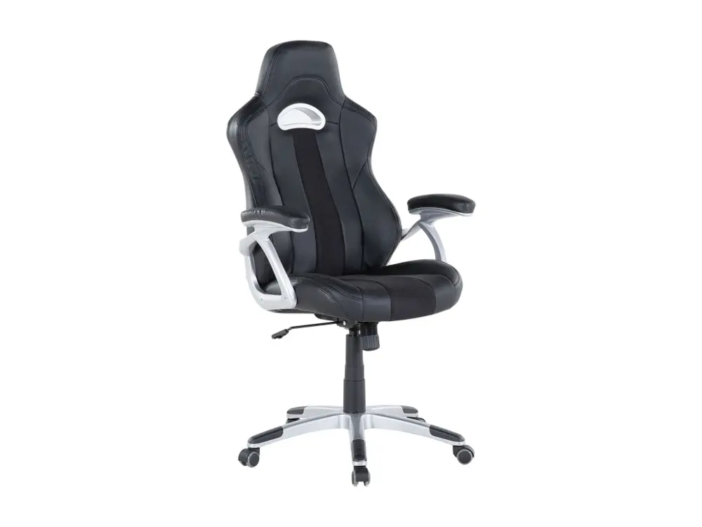 Chaise de bureau en simili-cuir noir ADVENTURE pour poste de travail réglable