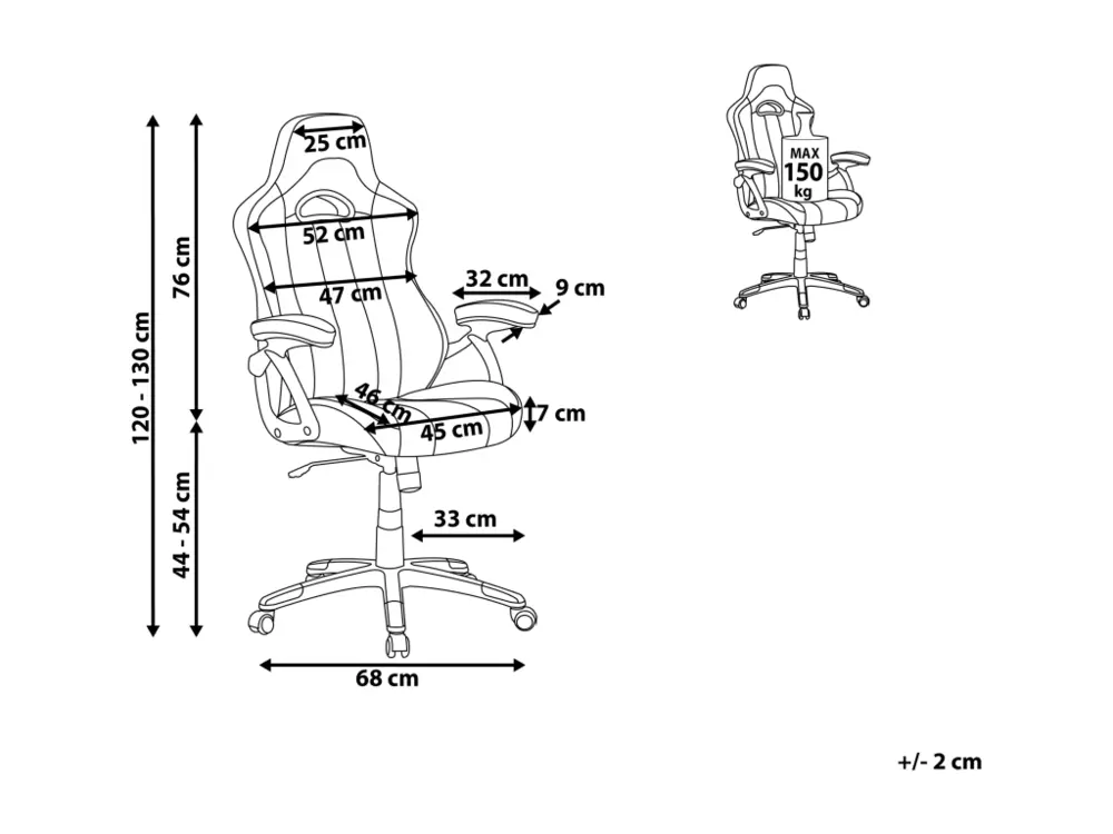 Chaise de bureau en simili-cuir noir ADVENTURE pour poste de travail réglable