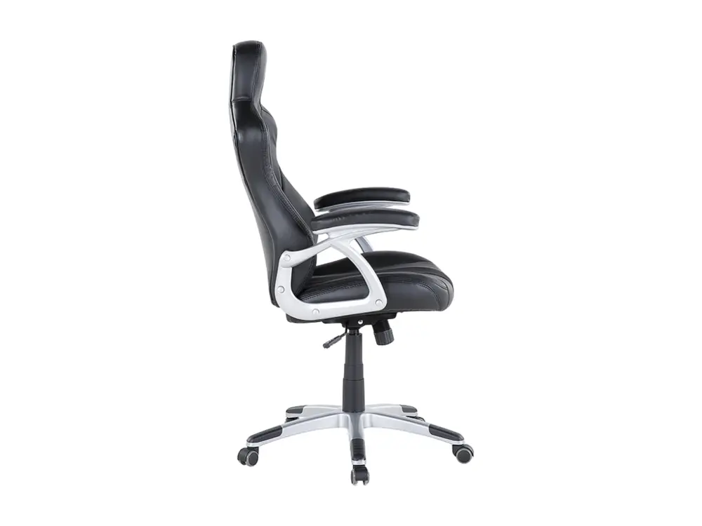 Chaise de bureau en simili-cuir noir ADVENTURE pour poste de travail réglable