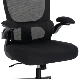 Chaise de bureau soutien lombaire appuie-tête réglable accoudoirs siège pivotant en filet de polyamide noir et acier 10_00...