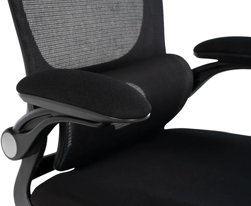 Chaise de bureau soutien lombaire appuie-tête réglable accoudoirs siège pivotant en filet de polyamide noir et acier 10_00...