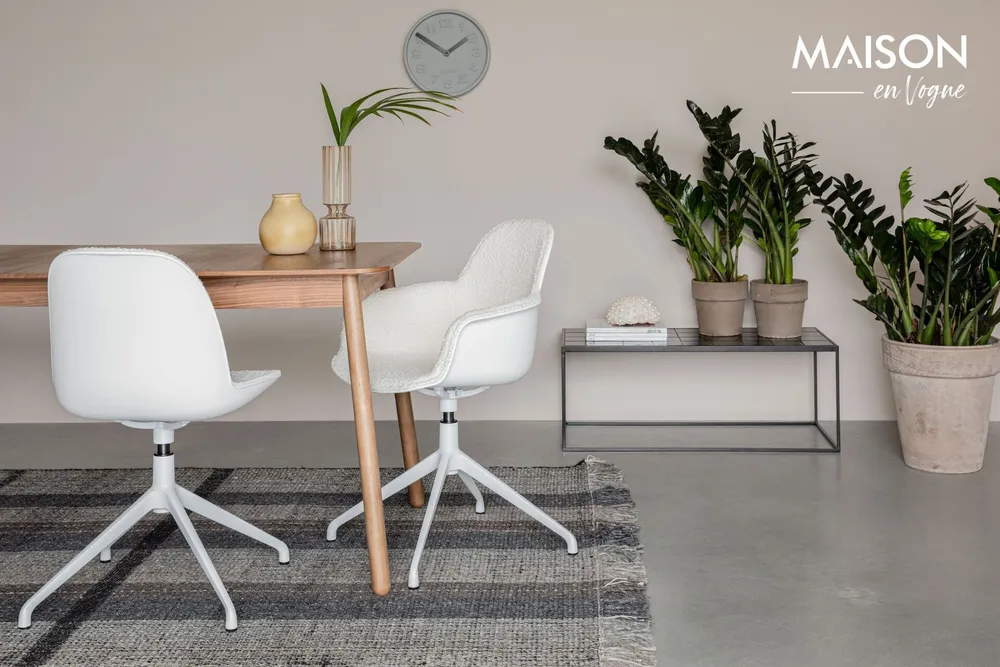 Chaise de bureau en tissu blanc Albert Kuip Zuiver - 84cm pour bureau à hauteur variable
