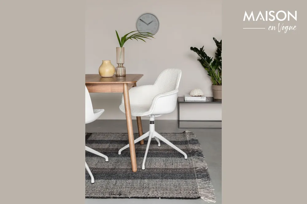 Chaise de bureau en tissu blanc Albert Kuip Zuiver - 84cm pour bureau à hauteur variable