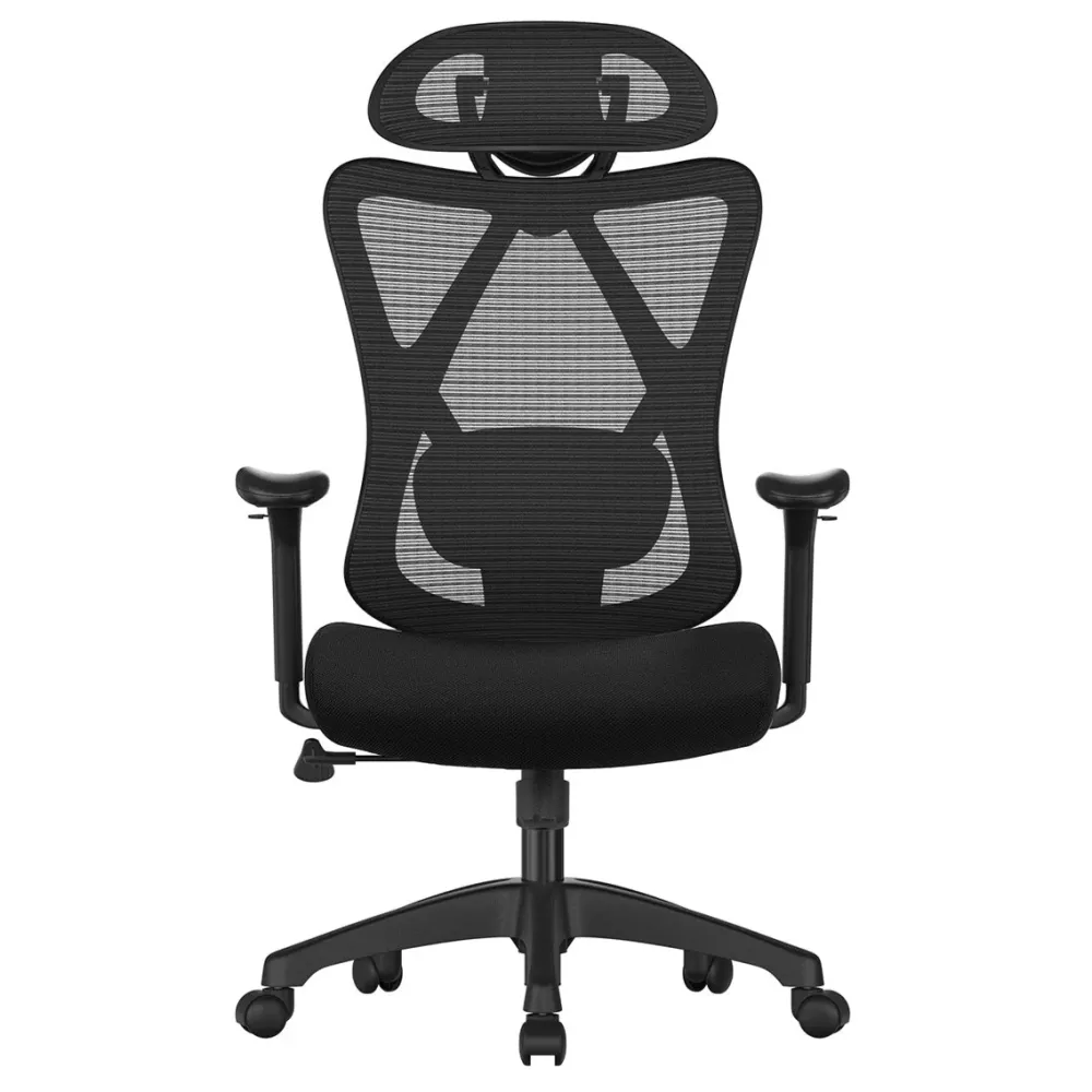 Chaise de bureau en toile fauteuil d’ordinateur siège ergonomique support lombaire réglable appui-tête réglable dossier in...