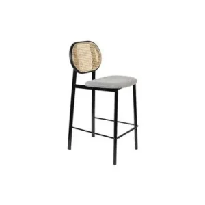 Chaise de comptoir en ratin et tissu gris Spike Zuiver - 94cm compatible avec la plupart des bureaux