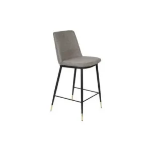 Chaise de comptoir en tissu gris Lionel Blanc pur Label - 95cm