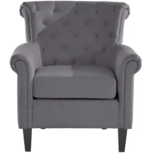Chaise d'appoint rembourrée en tissu gris pour une organisation optimale