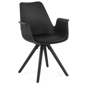 Chaise Design avec Accoudoirs "Zayven" 82cm Noir - Conforme aux Normes de Sécurité