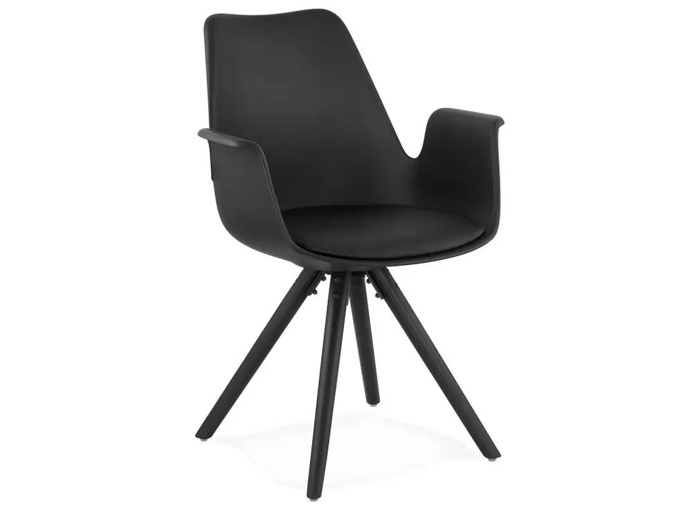 Chaise Design avec Accoudoirs "Zayven" 82cm Noir - Conforme aux Normes de Sécurité