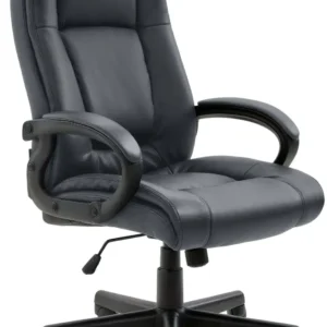 Chaise de direction rembourrée pivotant avec accoudoirs avec revêtement similicuir gris cadre plastique 10_0007096 avec co...