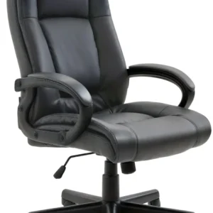 Chaise de direction rembourrée pivotant avec accoudoirs avec revêtement similicuir noir cadre plastique 10_0007011 en tiss...