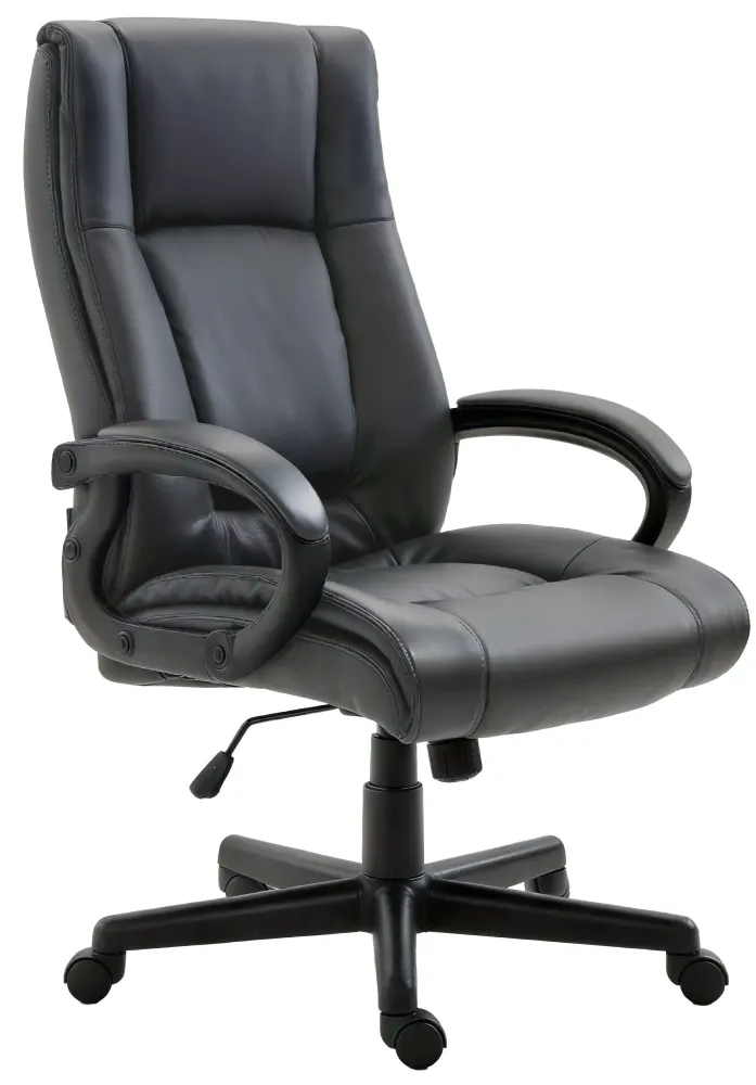 Chaise de direction rembourrée pivotant avec accoudoirs avec revêtement similicuir noir cadre plastique 10_0007011 en tiss...