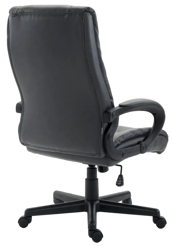 Chaise de direction rembourrée pivotant avec accoudoirs avec revêtement similicuir noir cadre plastique 10_0007011 en tiss...
