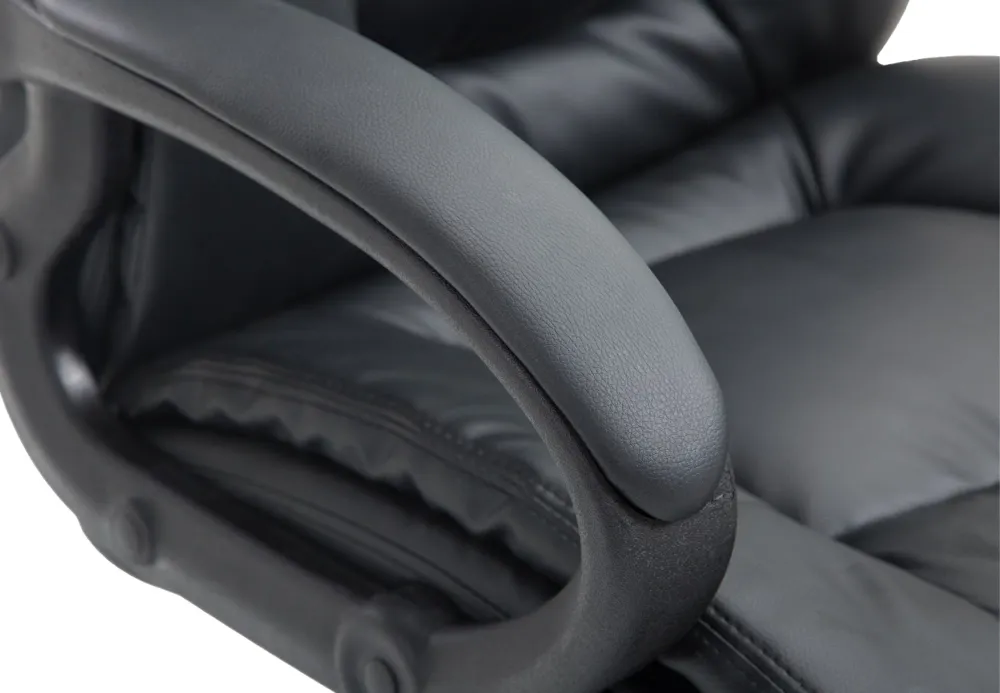 Chaise de direction rembourrée pivotant avec accoudoirs avec revêtement similicuir noir cadre plastique 10_0007011 en tiss...