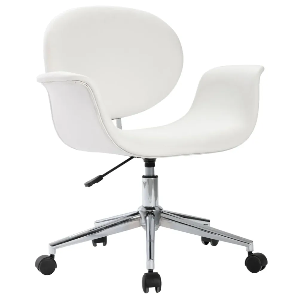 Chaise fauteuil siège pivotante de bureau informatique étude similicuir blanc 02_0024086 pour un espace de travail ordonné