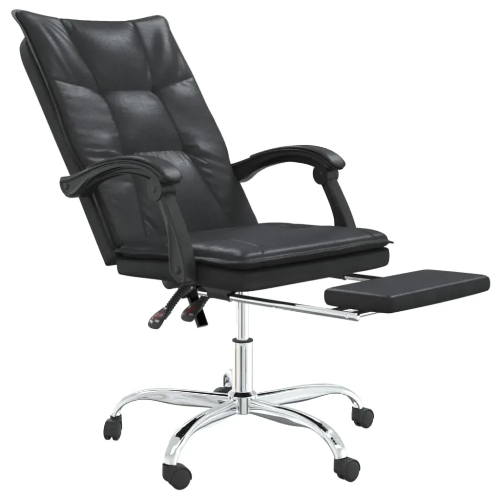 Chaise fauteuil siège pivotante de inclinable de bureau informatique étude similicuir noir 02_0024266 (Lot de 4)