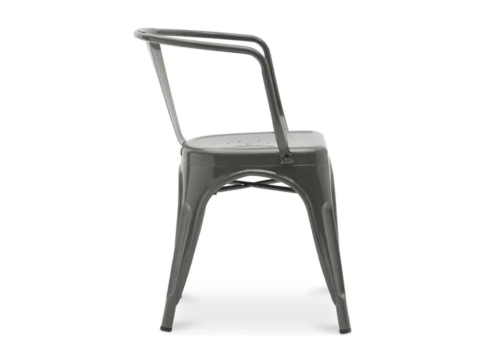 Chaise industrielle avec accoudoirs acier brillant Poka --Couleur Gris noir
