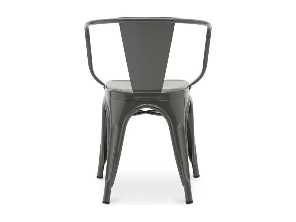 Chaise industrielle avec accoudoirs acier brillant Poka --Couleur Gris noir