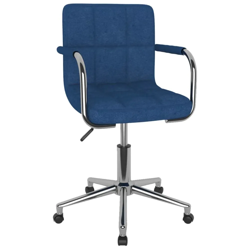 Chaise pivotante sur roulettes hauteur réglable accoudoirs en tissu bleu et acier chromé DEC025069 avec système de clipsage