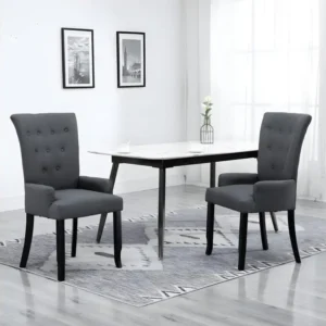 Chaise de salle à manger avec accoudoirs Gris obscur Tissu