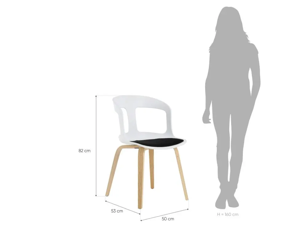 Chaise de Salle à Manger ou de Bureau avec Accoudoirs Pärumm Joritz Blanc 50x53x82 cm - Conforme aux Normes de Sécurité