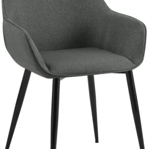 Chaise de salle à manger bureau salle d'attente x1 en tissu gris ténébreux et métal noir 10_0007180 avec Garantie 2 Ans