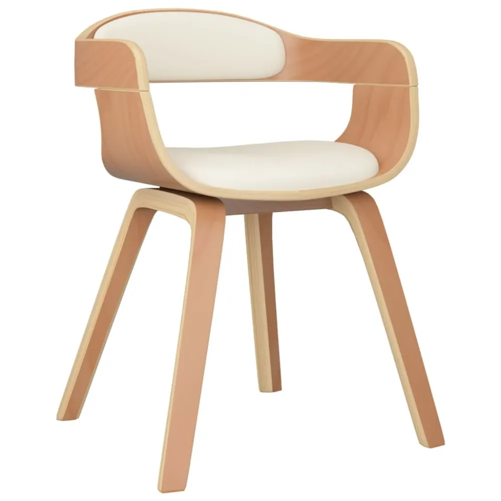 Chaise de salle à manger chaise de bureau design actuel en bois courbé et PVC crème DEC025164